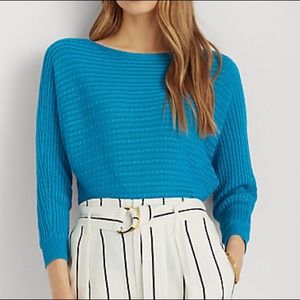 NWOT Ralph Lauren Cable-Knit Boatneck Sweater - Summer Topaz Blue